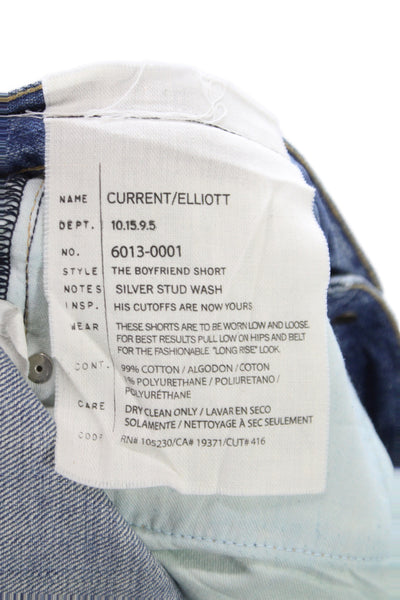 Current/Elliott Unisex 90s Solid Blue Cotton Button Shorts Size 24
