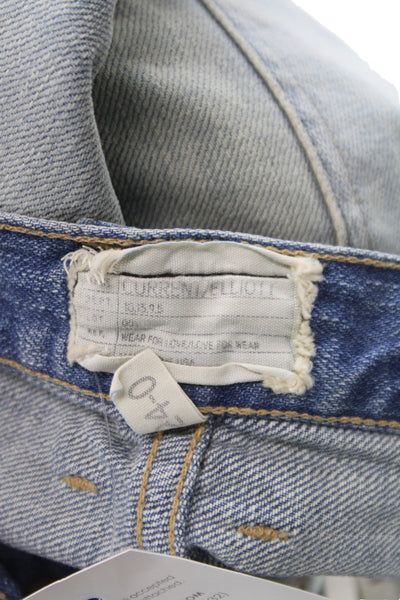 Current/Elliott Unisex 90s Solid Blue Cotton Button Shorts Size 24