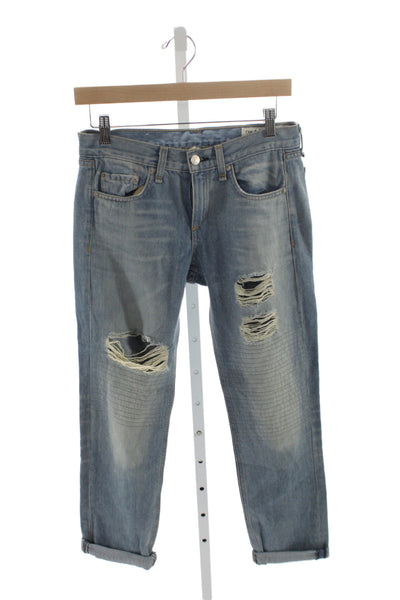 Rag & Bone Jean Unisex Cropped Straight Jeans Blue High Rise Size 24