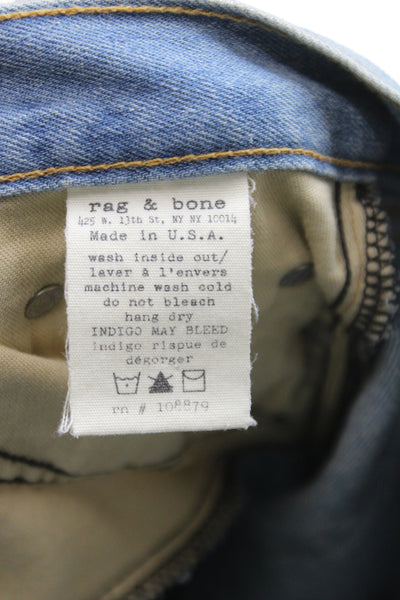 Rag & Bone Jean Unisex Cropped Straight Jeans Blue High Rise Size 24