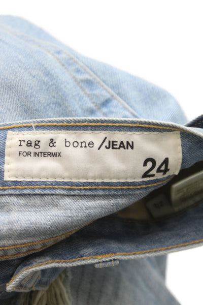 Rag & Bone Jean Unisex Cropped Straight Jeans Blue High Rise Size 24
