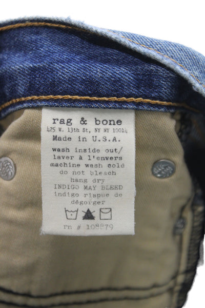 Rag & Bone Jean Unisex Dark Blue Cotton Button Beach Shorts Size 25
