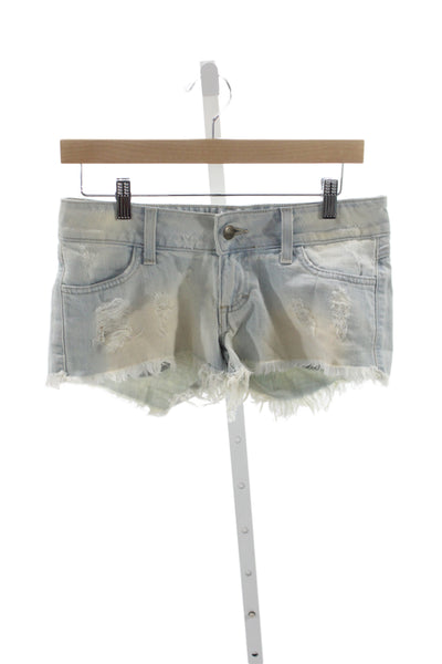 Siwy Unisex Light Blue Button Front Beach Shorts 98% Cotton 2% Spandex Size 25