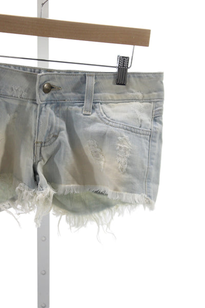 Siwy Unisex Light Blue Button Front Beach Shorts 98% Cotton 2% Spandex Size 25