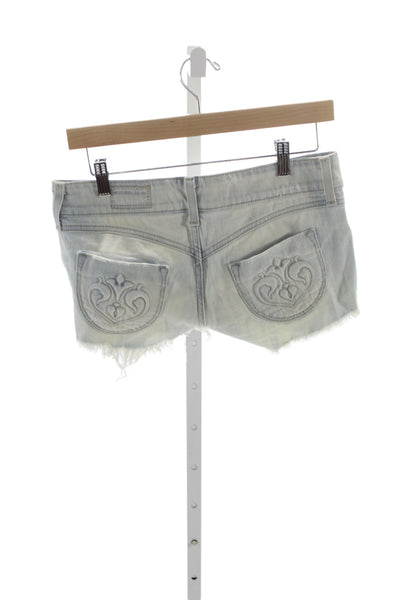 Siwy Unisex Light Blue Button Front Beach Shorts 98% Cotton 2% Spandex Size 25
