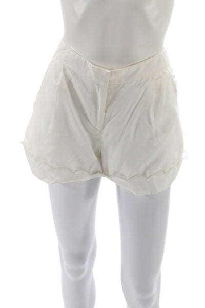 Alex Lane Unisex White Cotton Silk Shorts Zip Closure Size S