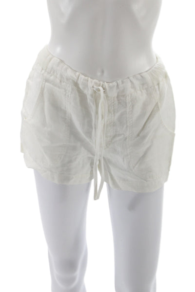 Vince Unisex Sweat Shorts Linen Drawstring White Solid Size XS