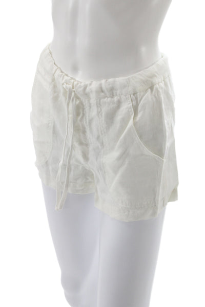 Vince Unisex Sweat Shorts Linen Drawstring White Solid Size XS