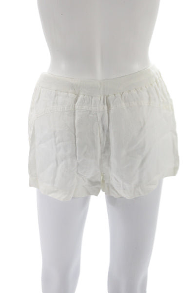 Vince Unisex Sweat Shorts Linen Drawstring White Solid Size XS