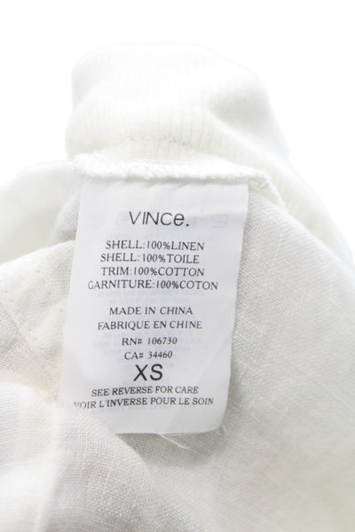 Vince Unisex Sweat Shorts Linen Drawstring White Solid Size XS