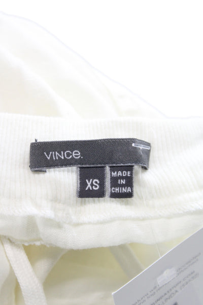 Vince Unisex Sweat Shorts Linen Drawstring White Solid Size XS