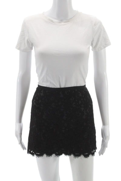 Theory Womens Mini Pencil Skirt Black Floral Size 2