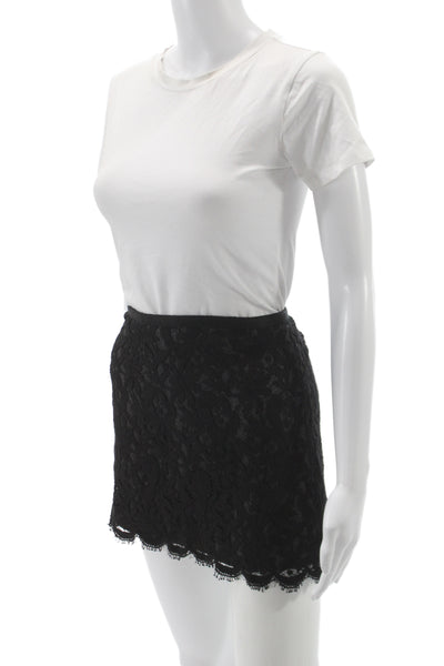 Theory Womens Mini Pencil Skirt Black Floral Size 2
