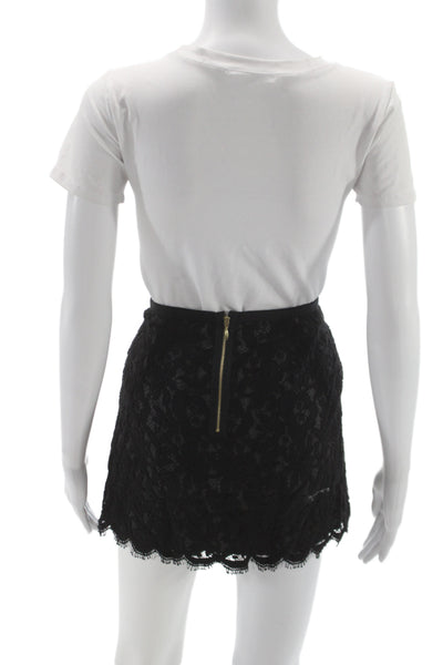 Theory Womens Mini Pencil Skirt Black Floral Size 2