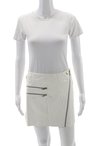 Rag & Bone Womens Mini Straight Pencil Skirt White Lamb Leather Size 4