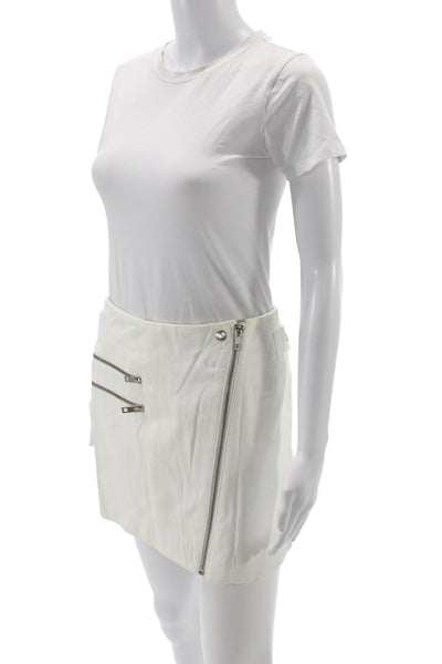 Rag & Bone Womens Mini Straight Pencil Skirt White Lamb Leather Size 4