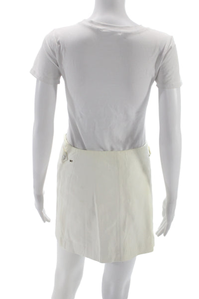 Rag & Bone Womens Mini Straight Pencil Skirt White Lamb Leather Size 4