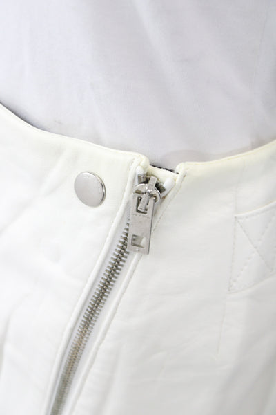 Rag & Bone Womens Mini Straight Pencil Skirt White Lamb Leather Size 4
