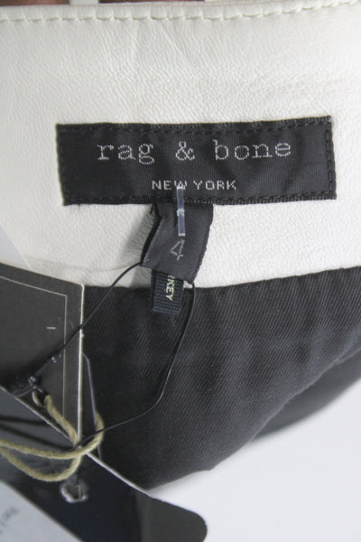 Rag & Bone Womens Mini Straight Pencil Skirt White Lamb Leather Size 4