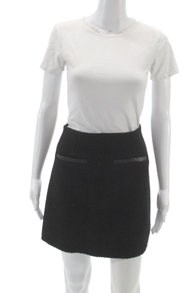 Theory Womens Mini Pencil Skirt Black Wool Size 2