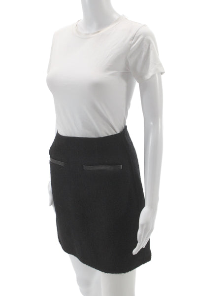 Theory Womens Mini Pencil Skirt Black Wool Size 2