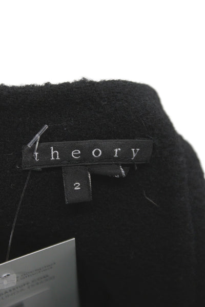 Theory Womens Mini Pencil Skirt Black Wool Size 2