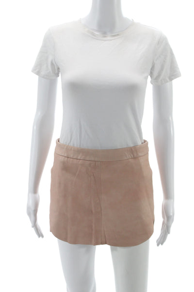 Mason Womens Beige Lambskin Mini Pencil Skirt Size 0