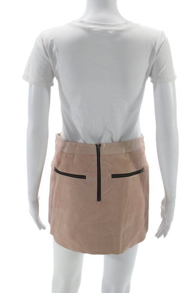 Mason Womens Beige Lambskin Mini Pencil Skirt Size 0