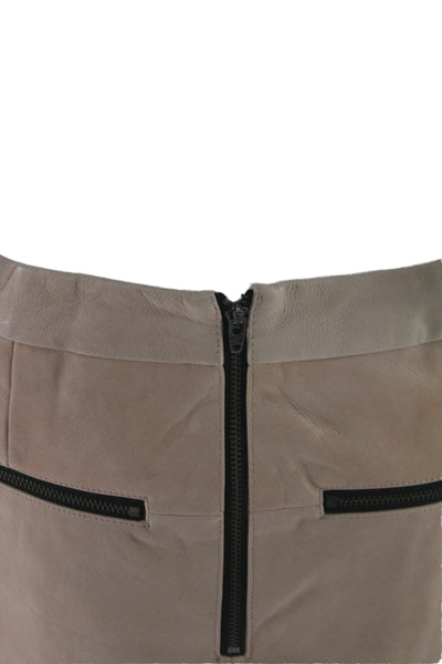 Mason Womens Beige Lambskin Mini Pencil Skirt Size 0