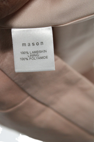 Mason Womens Beige Lambskin Mini Pencil Skirt Size 0