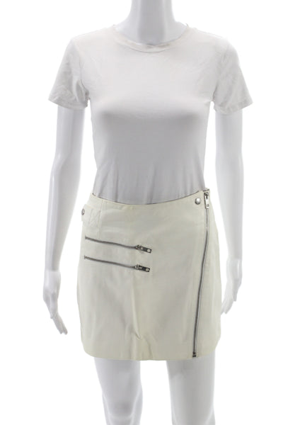 Rag & Bone Womens White Lamb Leather Mini Pencil Skirt Size 2