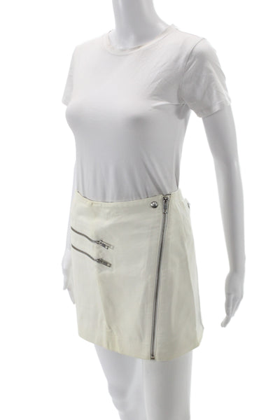 Rag & Bone Womens White Lamb Leather Mini Pencil Skirt Size 2