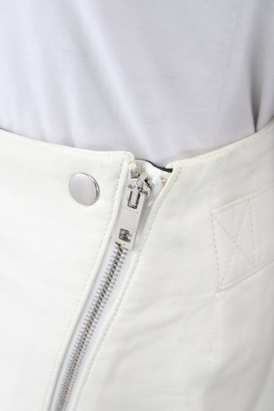 Rag & Bone Womens White Lamb Leather Mini Pencil Skirt Size 2