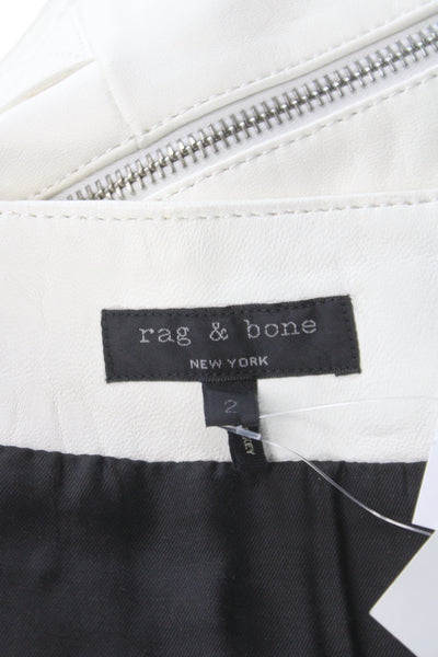Rag & Bone Womens White Lamb Leather Mini Pencil Skirt Size 2