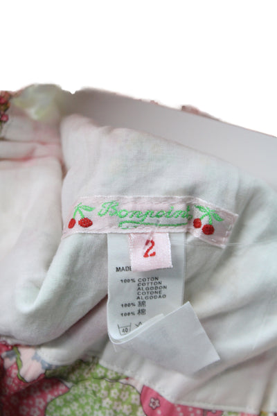 Bonpoint Girls Cotton Mix Floral Print Bucket Hat Pink Combo Size 2