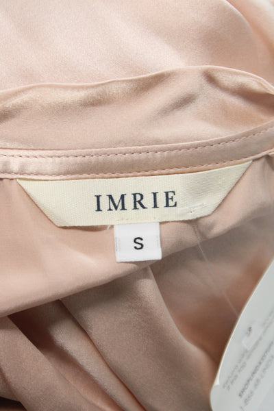Imrie Women Silk Beige Sleeveless Round Neck Basic Blouse Size S
