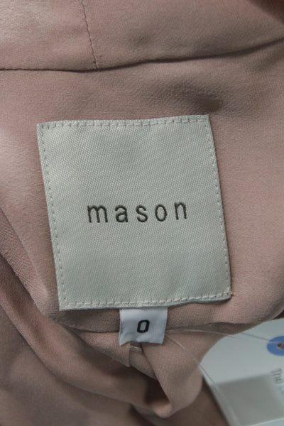 Mason Womens Pink Silk Button Long Sleeve Blouse Solid Classic Fall Size 0