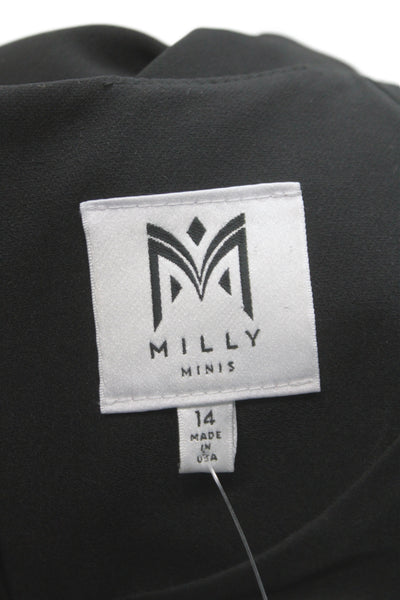 Milly Minis Women Shift Mini Dress Black 3/4 Sleeve Size 14