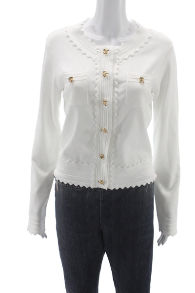 Generation Love Womens Cardigan White Round Neck Button Long Sleeve Size S