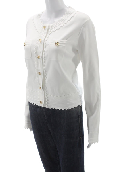 Generation Love Womens Cardigan White Round Neck Button Long Sleeve Size S