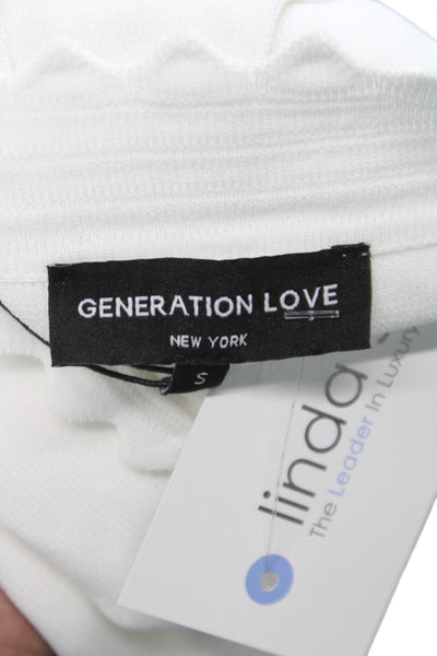 Generation Love Womens Cardigan White Round Neck Button Long Sleeve Size S