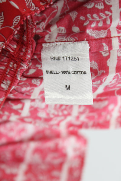Love The Label Women Red Sleeveless V-Neck Floral Tie Front Blouse Size M