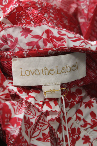 Love The Label Women Red Sleeveless V-Neck Floral Tie Front Blouse Size M