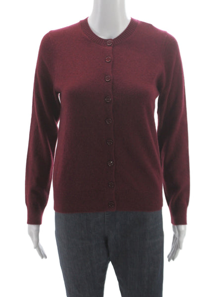 Enza Costa Womens Red Recycled Cashmere Cardigan Button Size XS