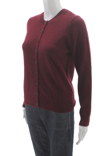 Enza Costa Womens Red Recycled Cashmere Cardigan Button Size XS