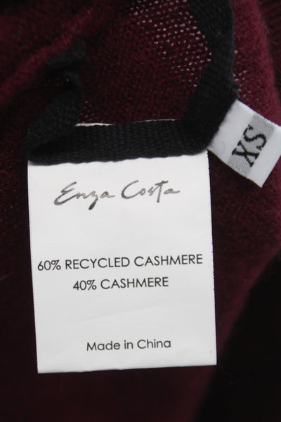 Enza Costa Womens Red Recycled Cashmere Cardigan Button Size XS