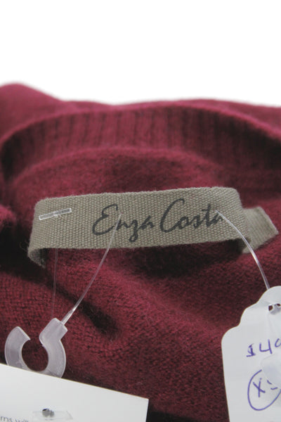 Enza Costa Womens Red Recycled Cashmere Cardigan Button Size XS