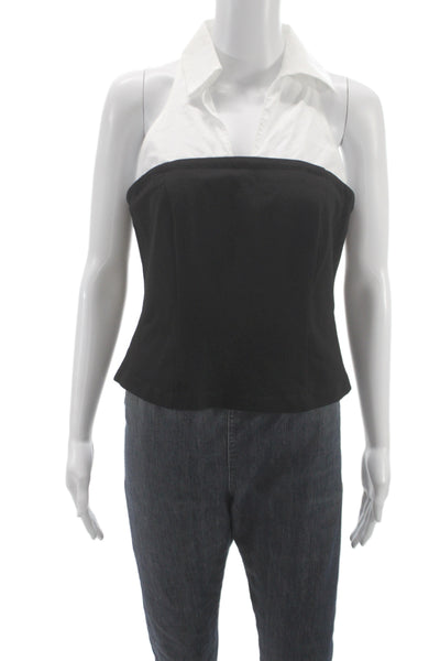 Drew Women Black Collared Sleeveless Cotton Tank Zip Size M