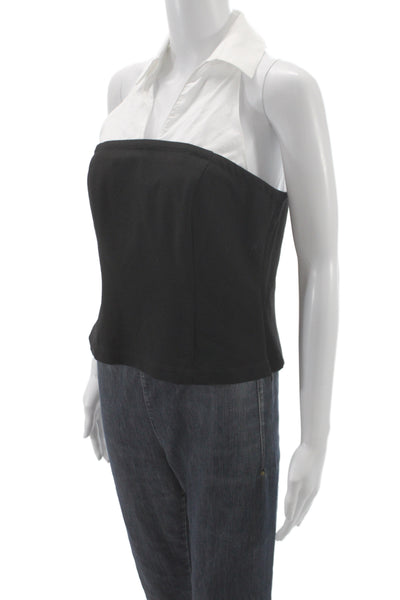 Drew Women Black Collared Sleeveless Cotton Tank Zip Size M