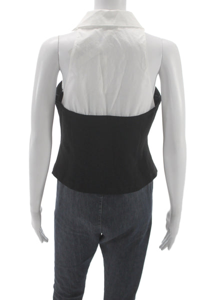 Drew Women Black Collared Sleeveless Cotton Tank Zip Size M